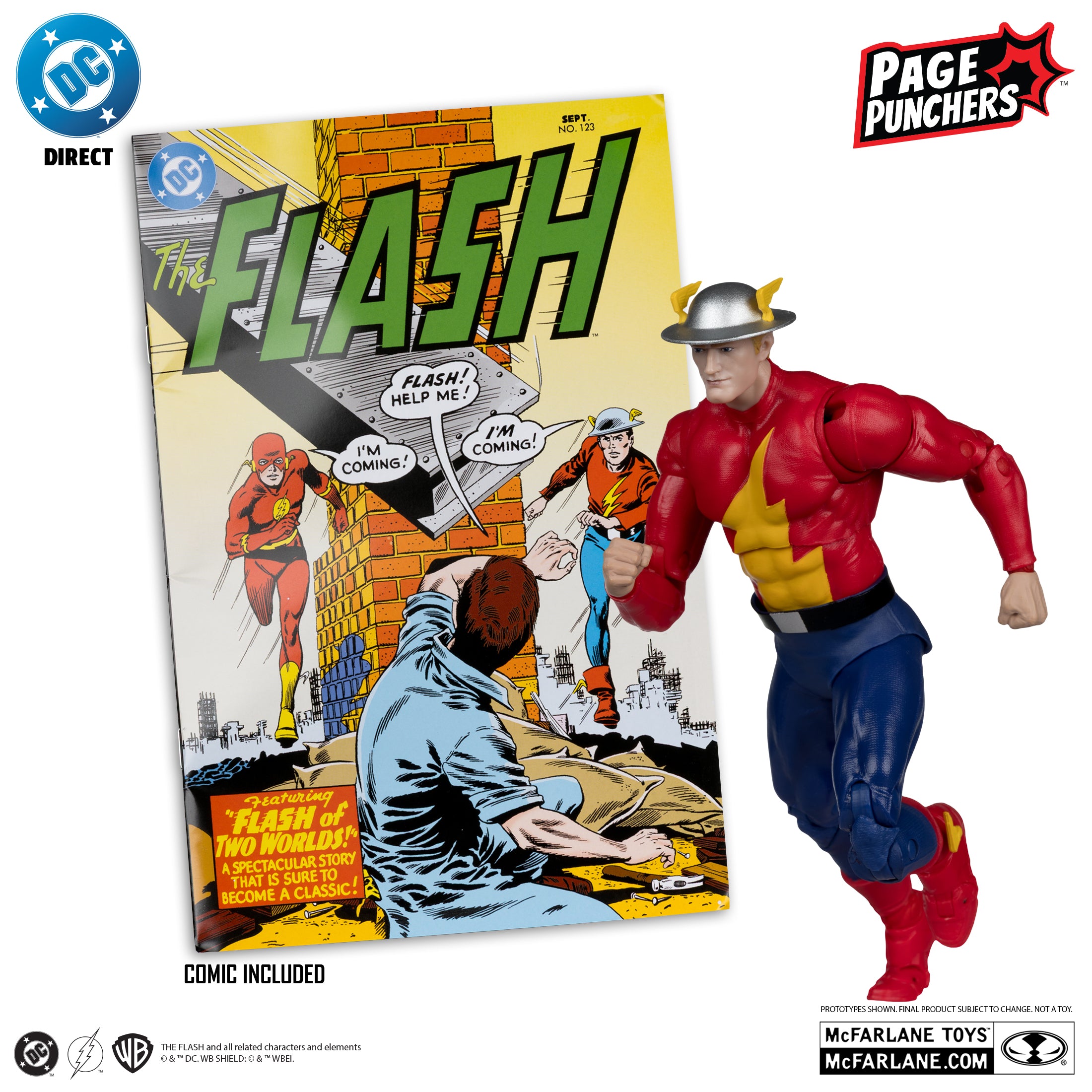 Mcfarlane DC Direct - The Flash (Jay Garrick) – The Flash #123 with Comic (Page Punchers) Action Figure Red Platinum Edition