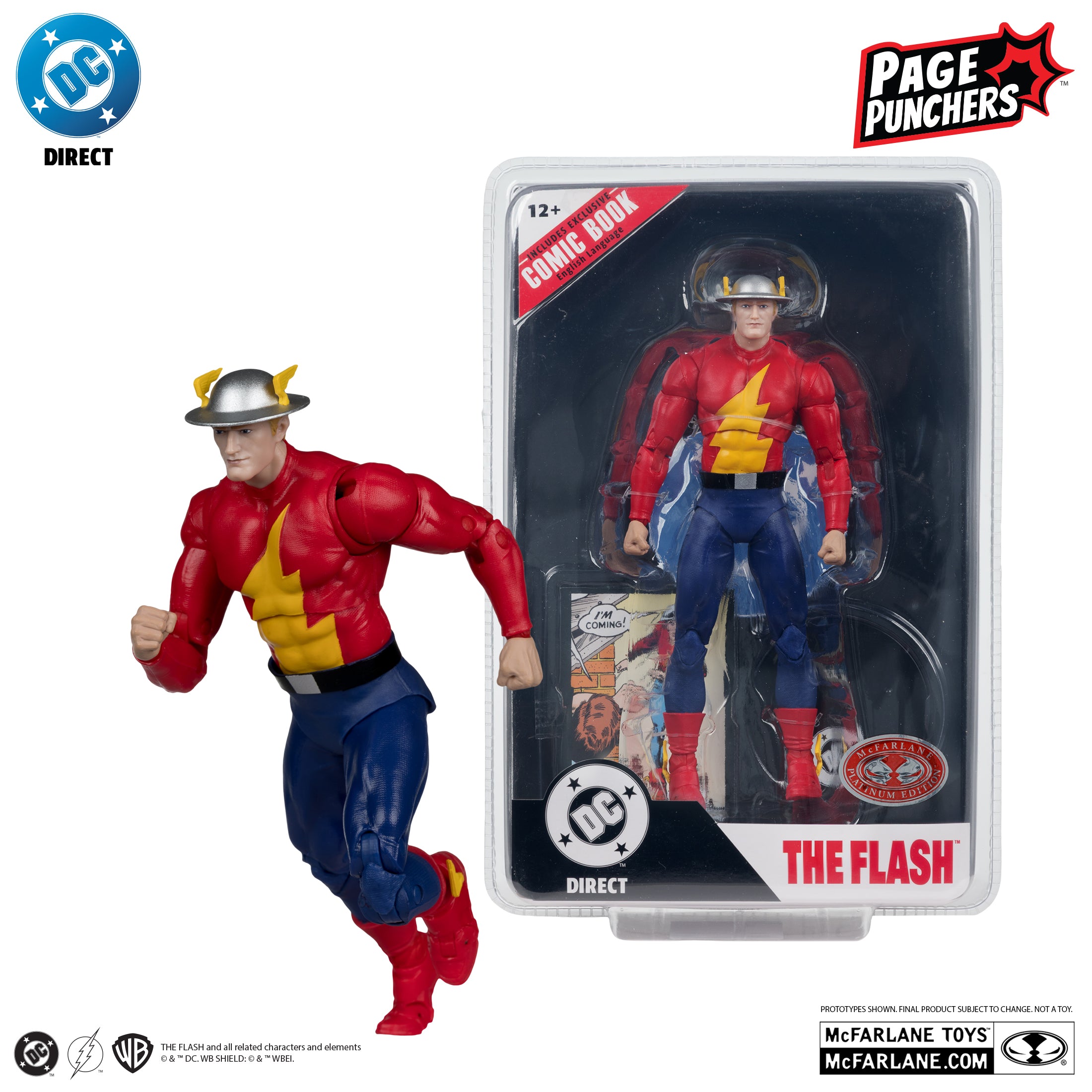 Mcfarlane DC Direct - The Flash (Jay Garrick) – The Flash #123 with Comic (Page Punchers) Action Figure Red Platinum Edition