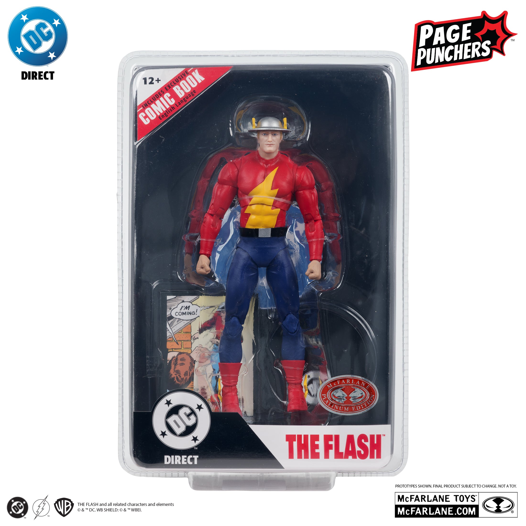 Mcfarlane DC Direct - The Flash (Jay Garrick) – The Flash #123 with Comic (Page Punchers) Action Figure Red Platinum Edition