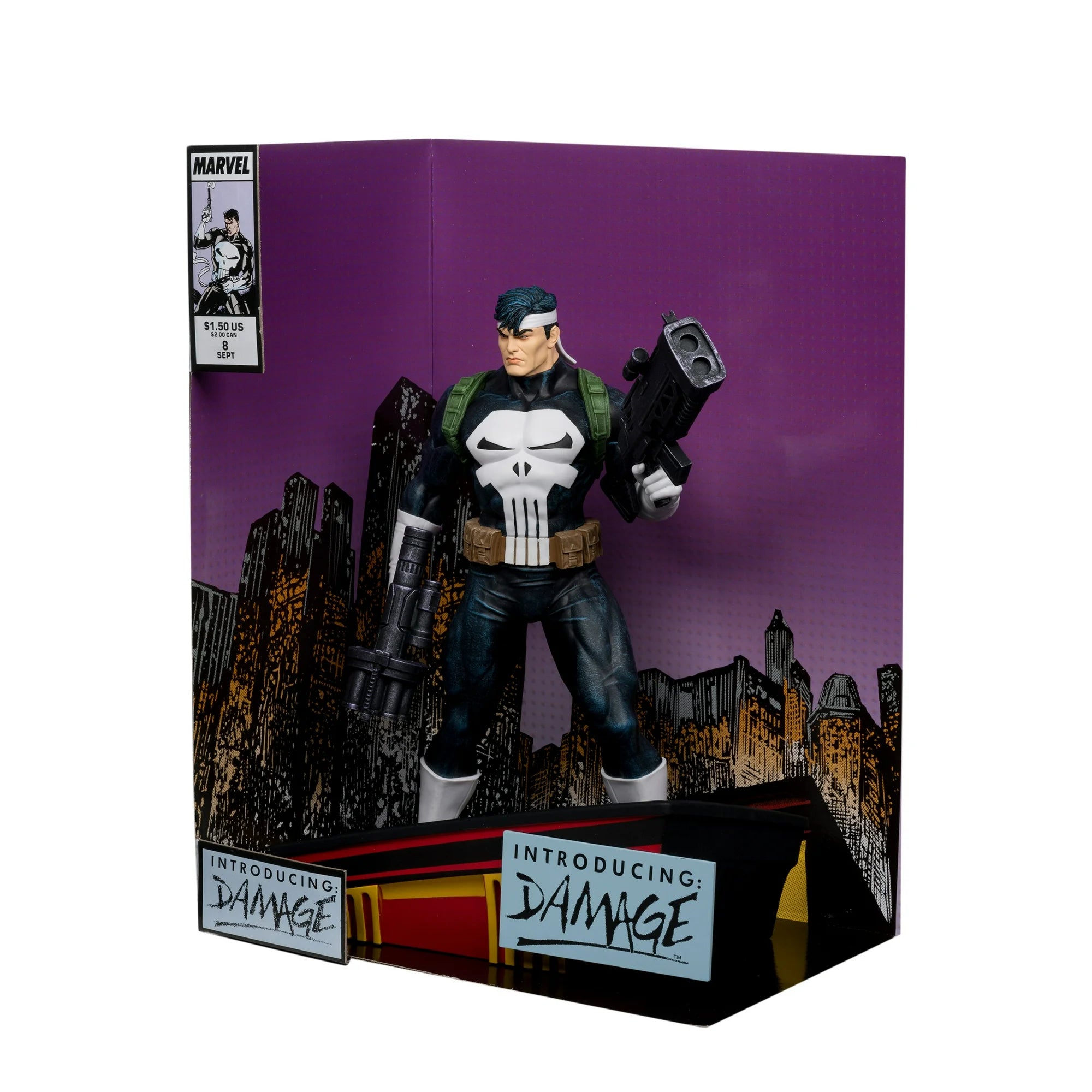 Mcfarlane Marvel Comics- : The Punisher War Journal #8 - The Punisher 1:6th Scale Collectible w/ Scene & Comic