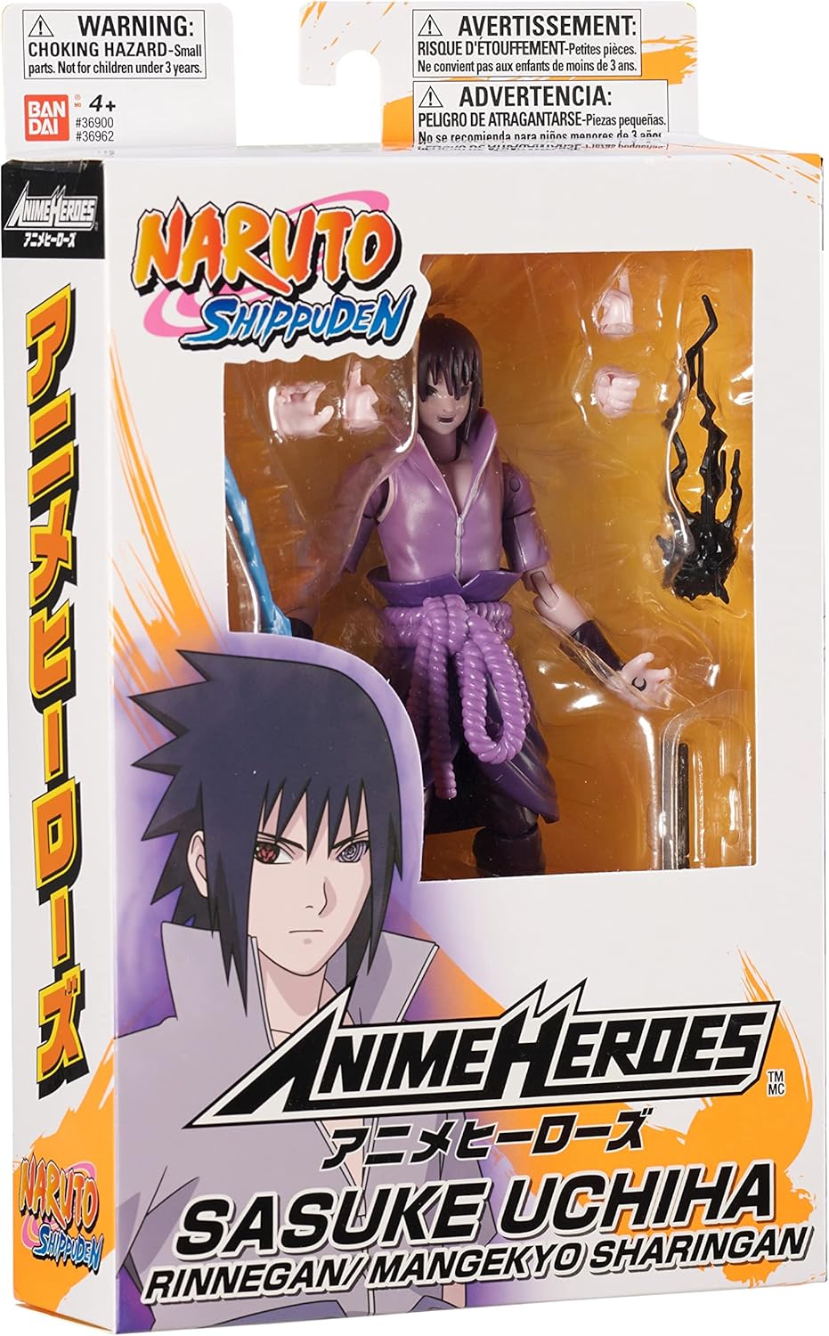Bandai ANIME HEROES - Naruto Shippuden - Uchiha Sasuke Rinnegan/Mangekyo Sharingan Action Figure
