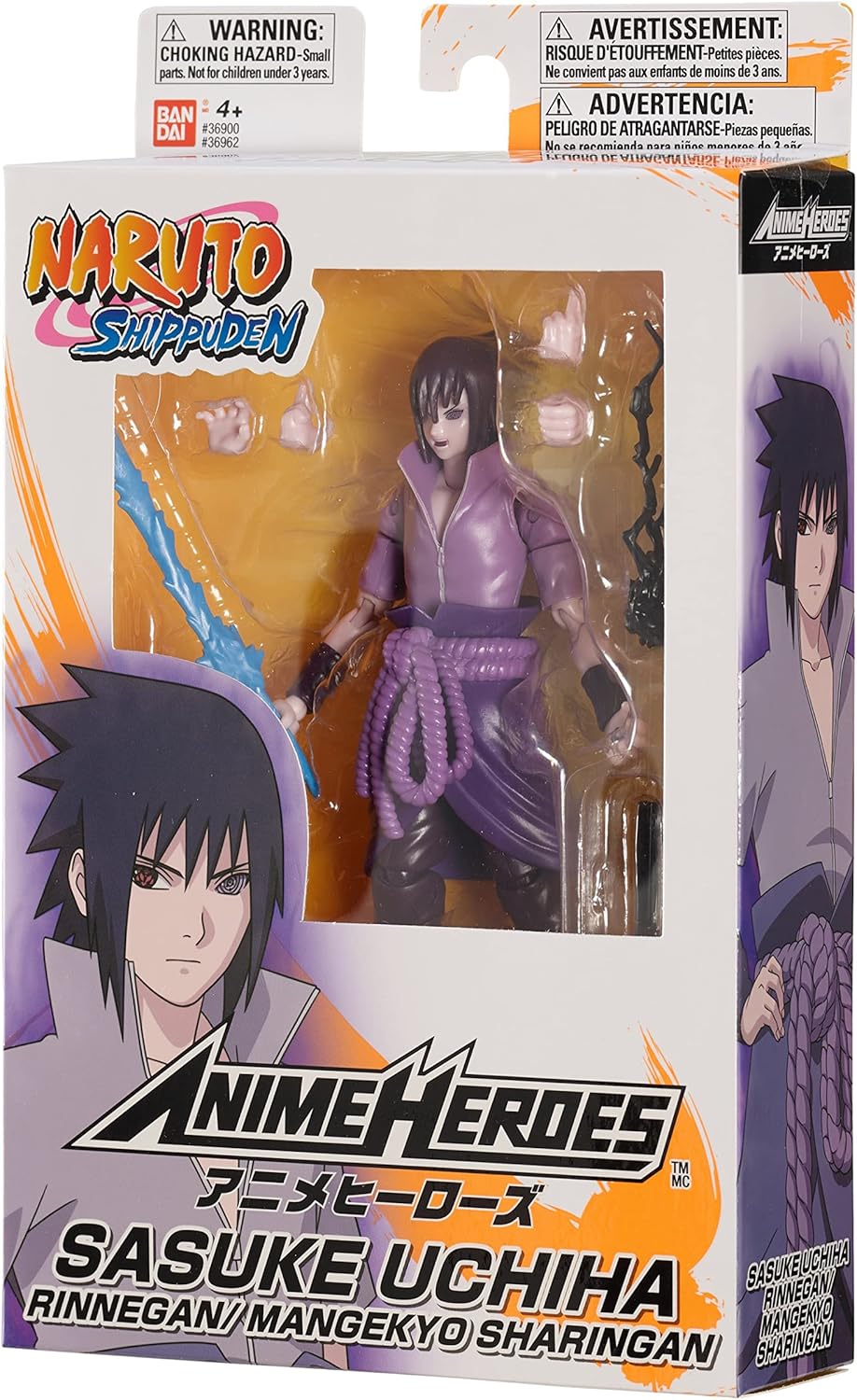 Bandai ANIME HEROES - Naruto Shippuden - Uchiha Sasuke Rinnegan/Mangekyo Sharingan Action Figure