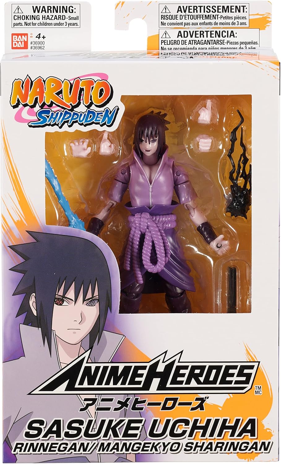 Bandai ANIME HEROES - Naruto Shippuden - Uchiha Sasuke Rinnegan/Mangekyo Sharingan Action Figure