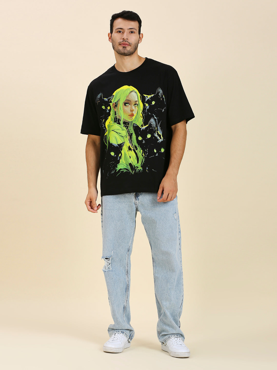 Mizuchi x Nerd Arena ‘Neon Nightshade’ Oversized Premium T-Shirt – Black (Limited Edition)