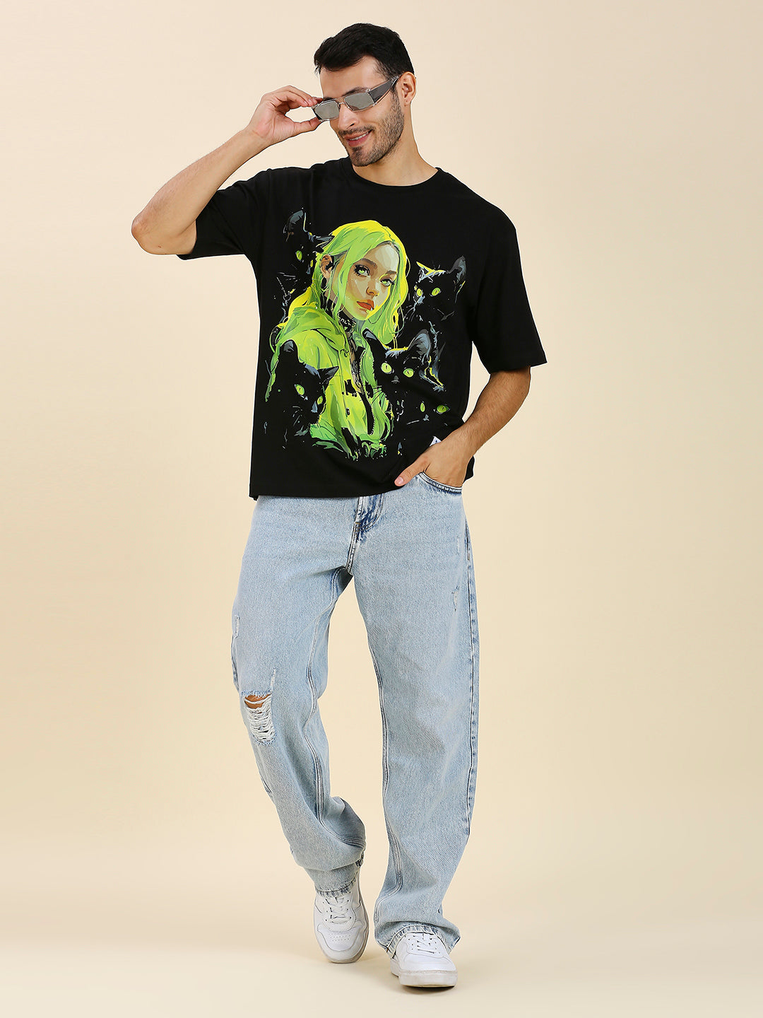 Mizuchi x Nerd Arena ‘Neon Nightshade’ Oversized Premium T-Shirt – Black (Limited Edition)