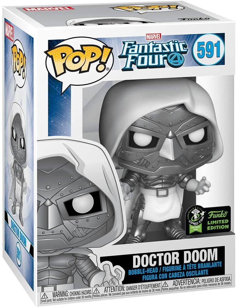 Funko POP! MARVEL #591 - Fantastic 4 - Dr. Doom (White) ECCC 2020 Shared Exclusive