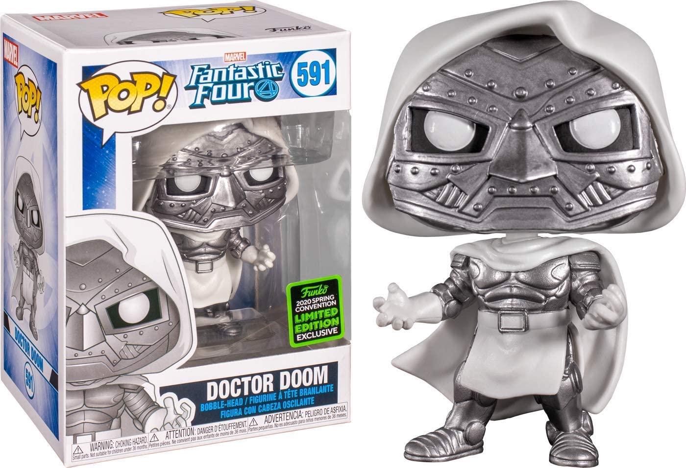 Funko POP! MARVEL #591 - Fantastic 4 - Dr. Doom (White) ECCC 2020 Shared Exclusive