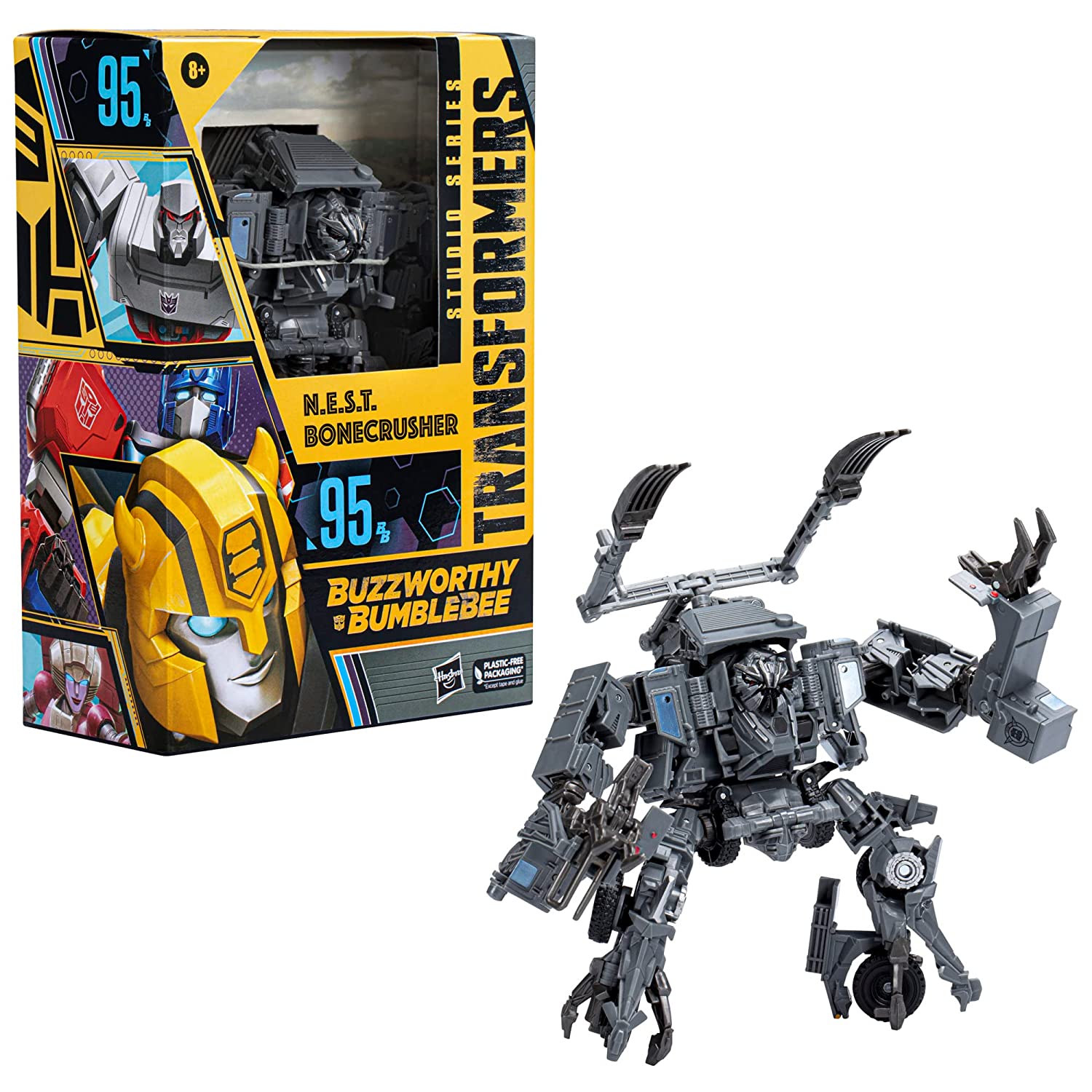 Hasbro Studio Series No. 95 Voyager Class - Buzzworthy Bumblebee N.E.S.T. Bonecrusher action figure