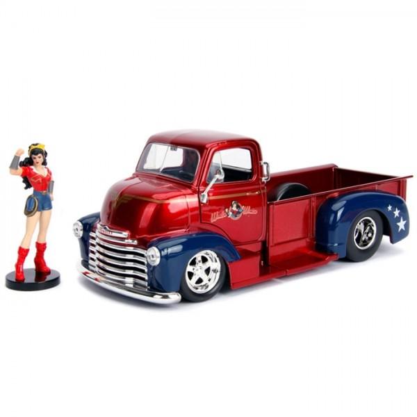 Jada 1:24 Scale DC Bombshell 1952 Checy COE Pickup W/Wonder Woman Figure - Nerd Arena