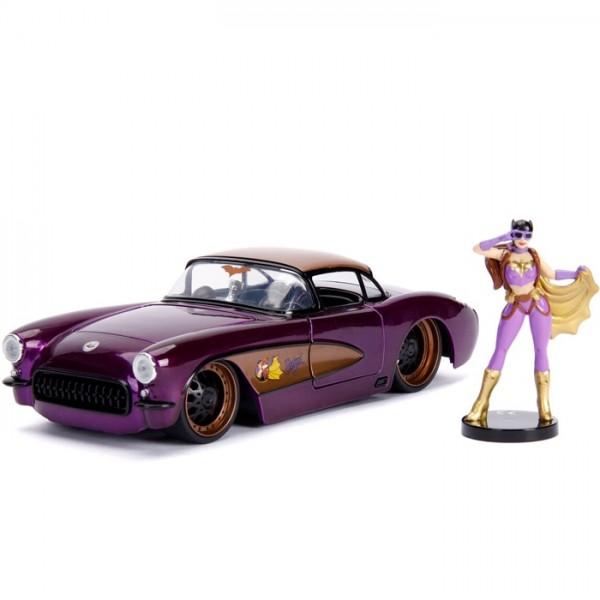 Jada 1:24 Scale DC Bombshell 1957 Chevy Corvette w/ Batgirl Figure - Nerd Arena