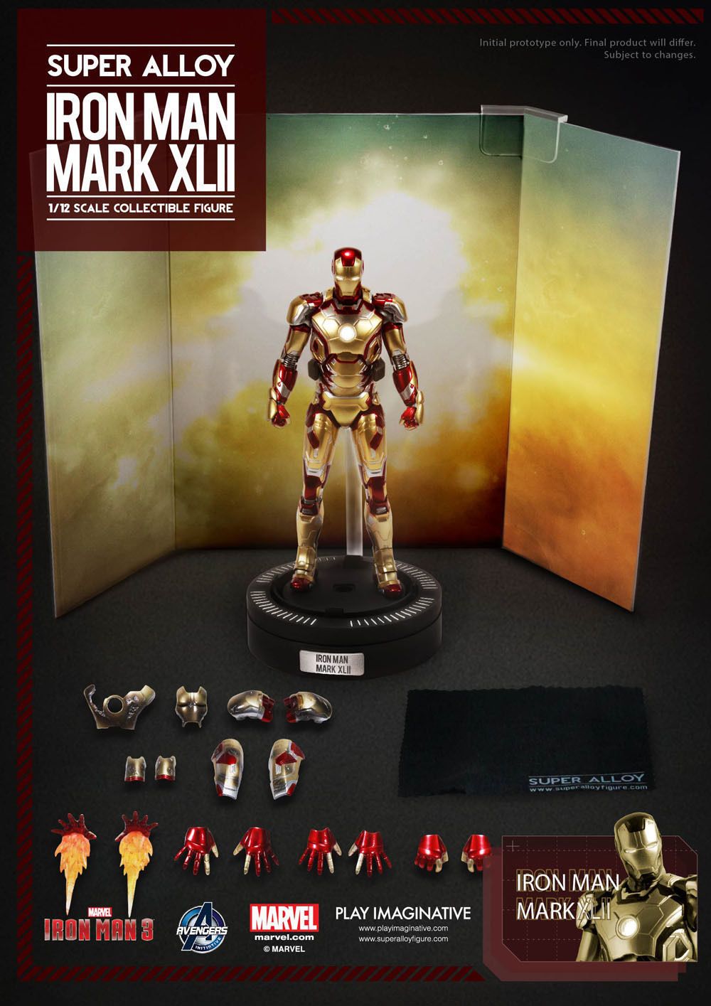 MARK 42 XLII 1/12 Iron Man Play Imaginative Super Alloy Diecast Action Figure - Nerd Arena