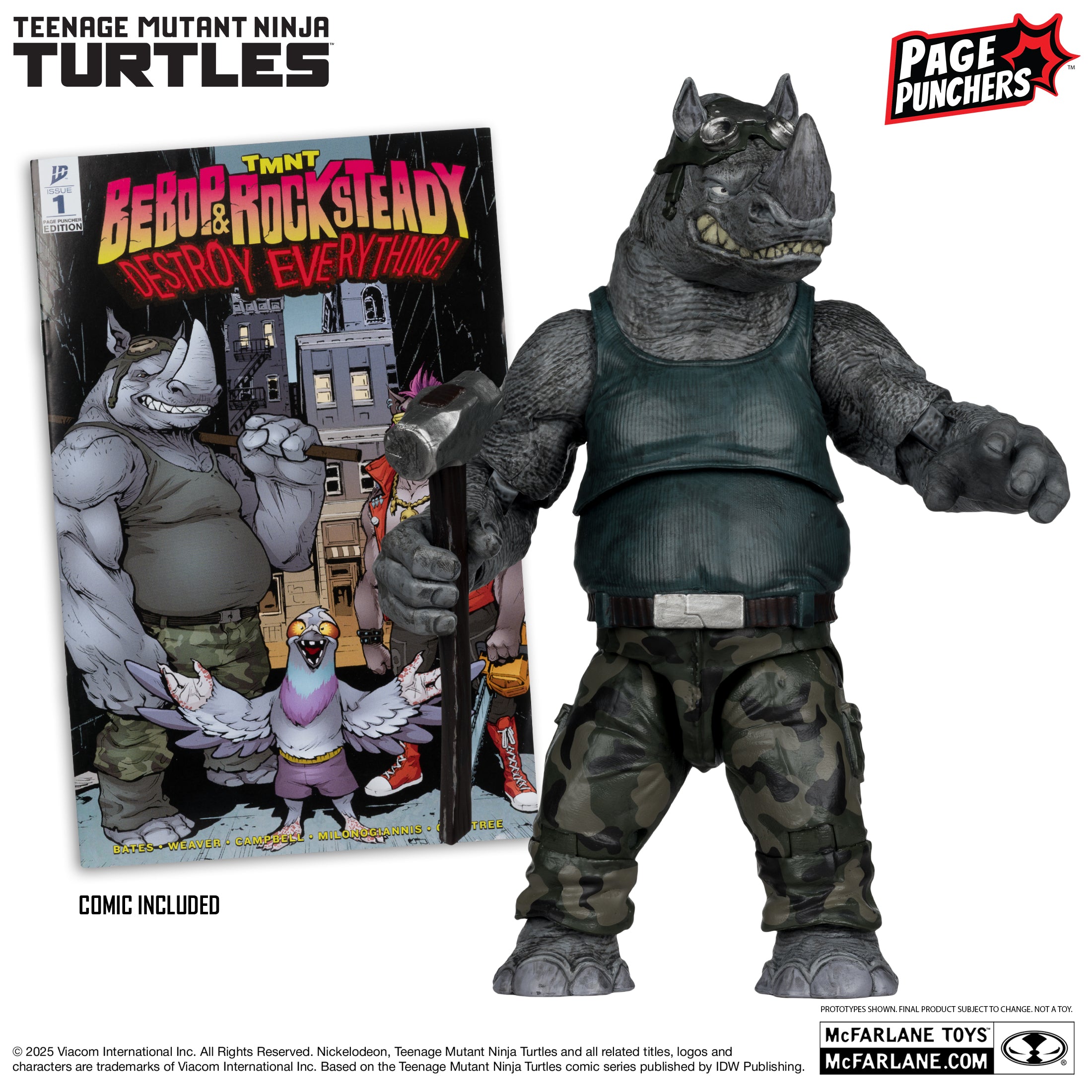 Mcfarlane - Rocksteady (Teenage Mutant Ninja Turtles) with Comic (Page Punchers) Action Figure