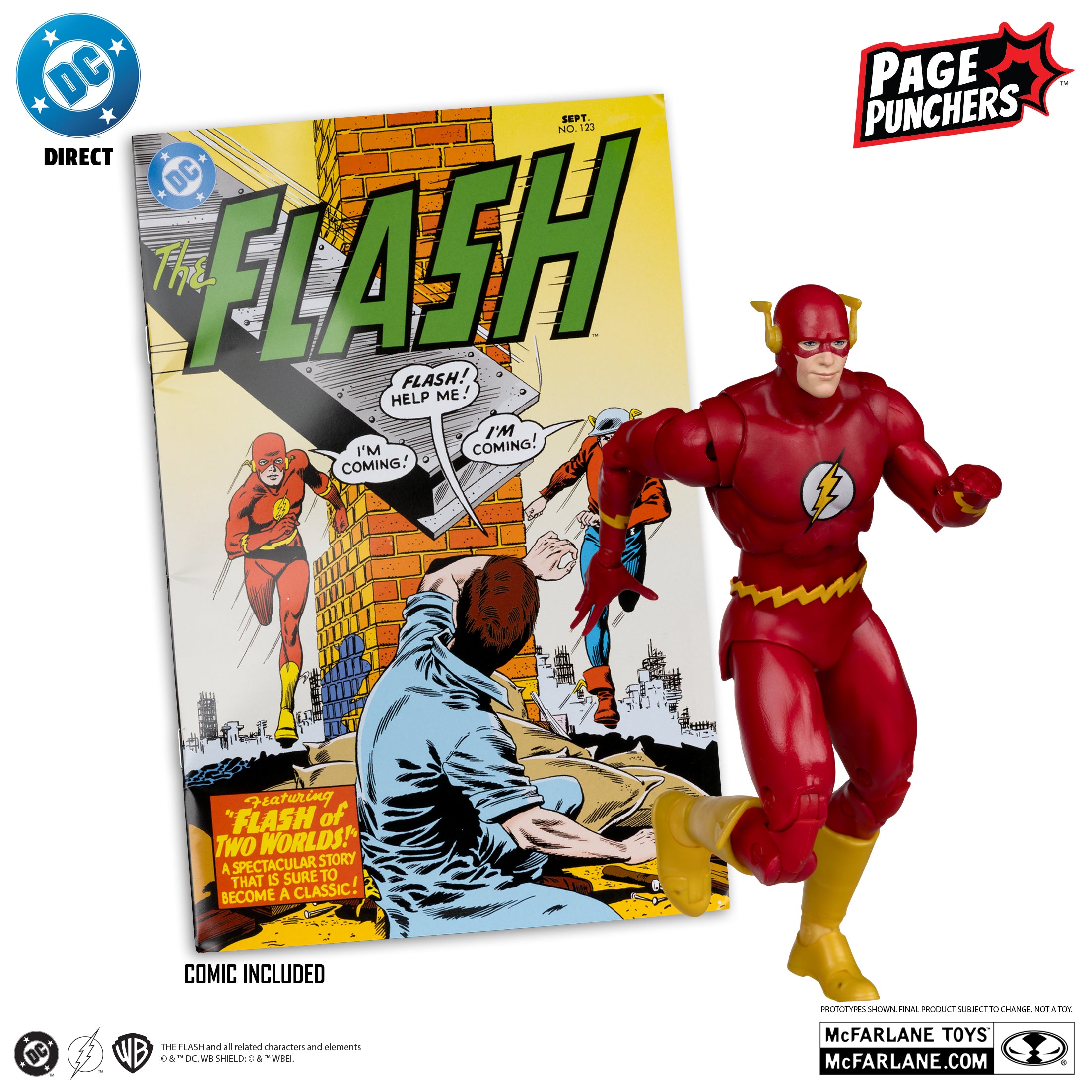 Mcfarlane DC Direct - The Flash (Barry Allen) – The Flash #123 with Comic (Page Punchers) Action Figure