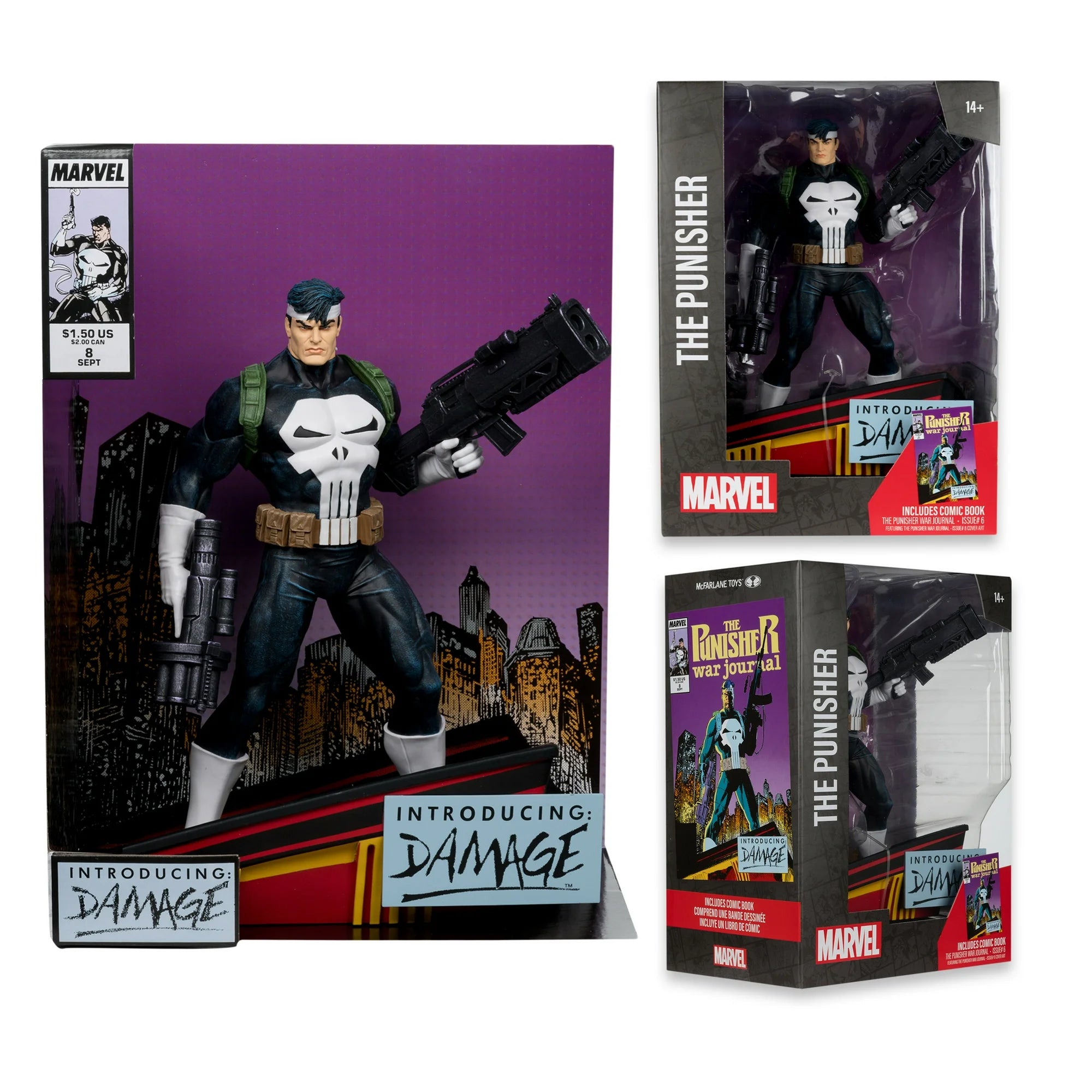 Mcfarlane Marvel Comics- : The Punisher War Journal #8 - The Punisher 1:6th Scale Collectible w/ Scene & Comic
