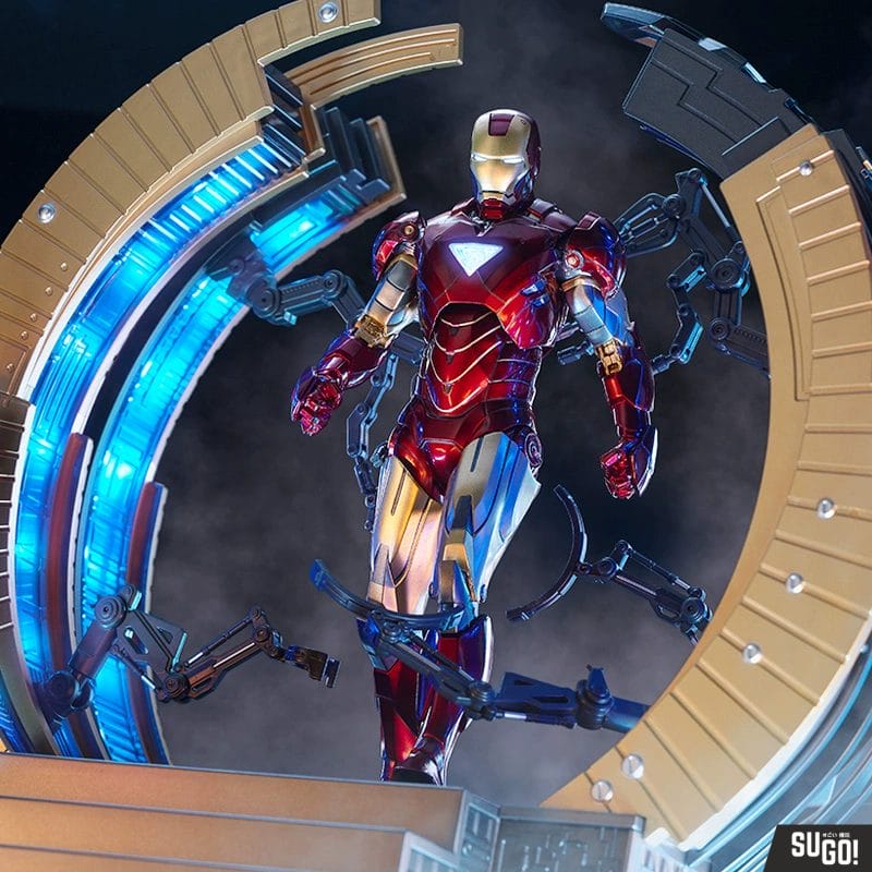 ZD Toys Avengers Iron Man Mark VI & Suit-Up Gantry 1:10 Scale Action Figure Set (Non-Light Up Function)