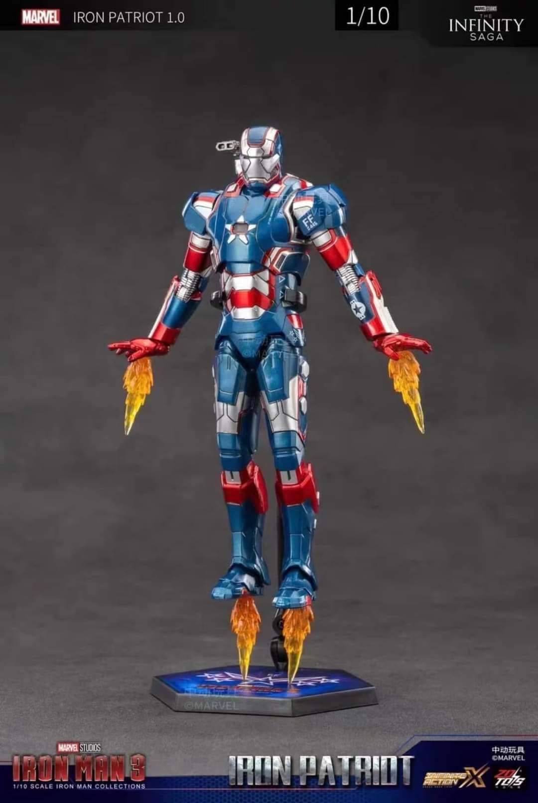 ZD Toys Iron Man - Iron man 3 (III) War Machine/Iron Patriot Action Figure ( No Light Up Function )