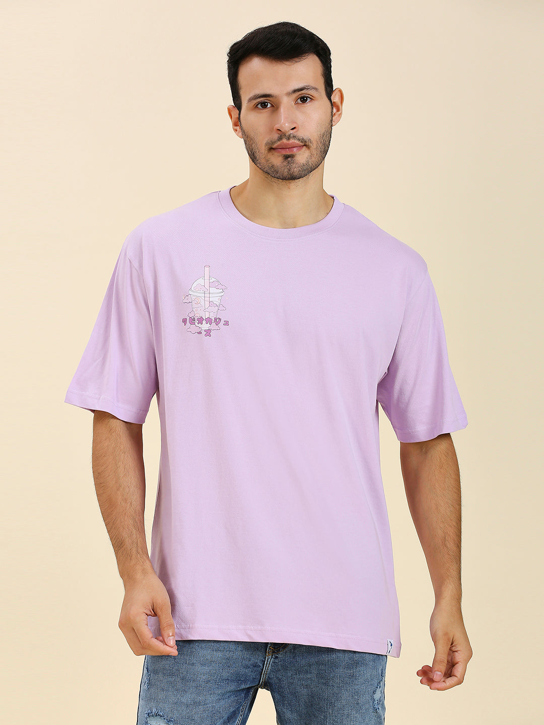 Mizuchi x Nerd Arena ‘Boba Galaxy Cat’ Oversized Premium T-Shirt – Lavender Lilac (Limited Edition)