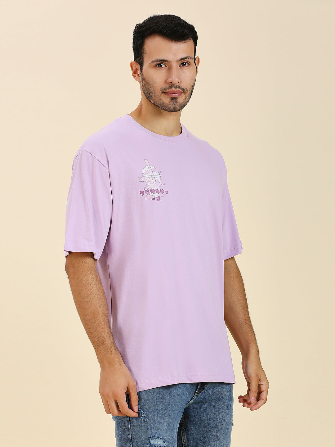 Mizuchi x Nerd Arena ‘Boba Galaxy Cat’ Oversized Premium T-Shirt – Lavender Lilac (Limited Edition)