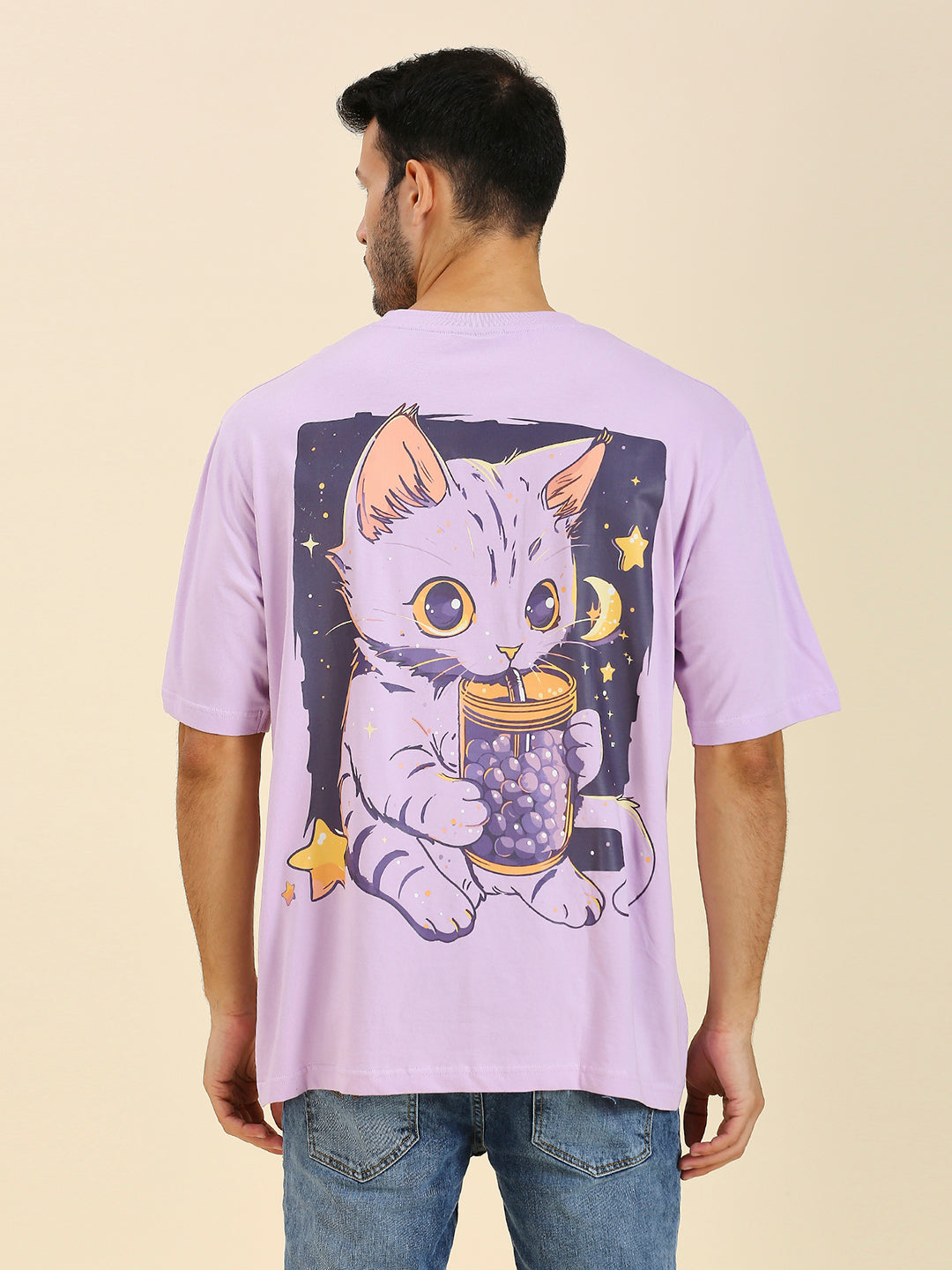 Mizuchi x Nerd Arena ‘Boba Galaxy Cat’ Oversized Premium T-Shirt – Lavender Lilac (Limited Edition)