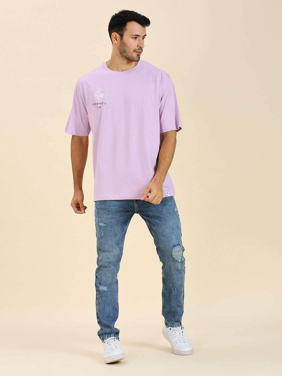 Mizuchi x Nerd Arena ‘Boba Galaxy Cat’ Oversized Premium T-Shirt – Lavender Lilac (Limited Edition)