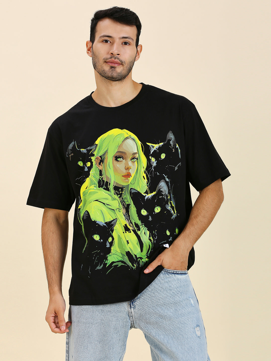 Mizuchi x Nerd Arena ‘Neon Nightshade’ Oversized Premium T-Shirt – Black (Limited Edition)