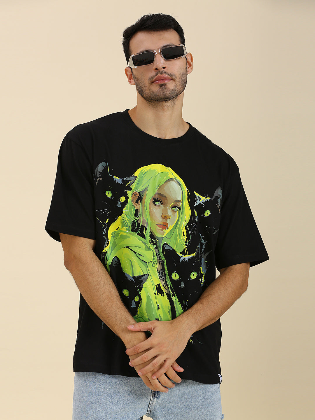 Mizuchi x Nerd Arena ‘Neon Nightshade’ Oversized Premium T-Shirt – Black (Limited Edition)