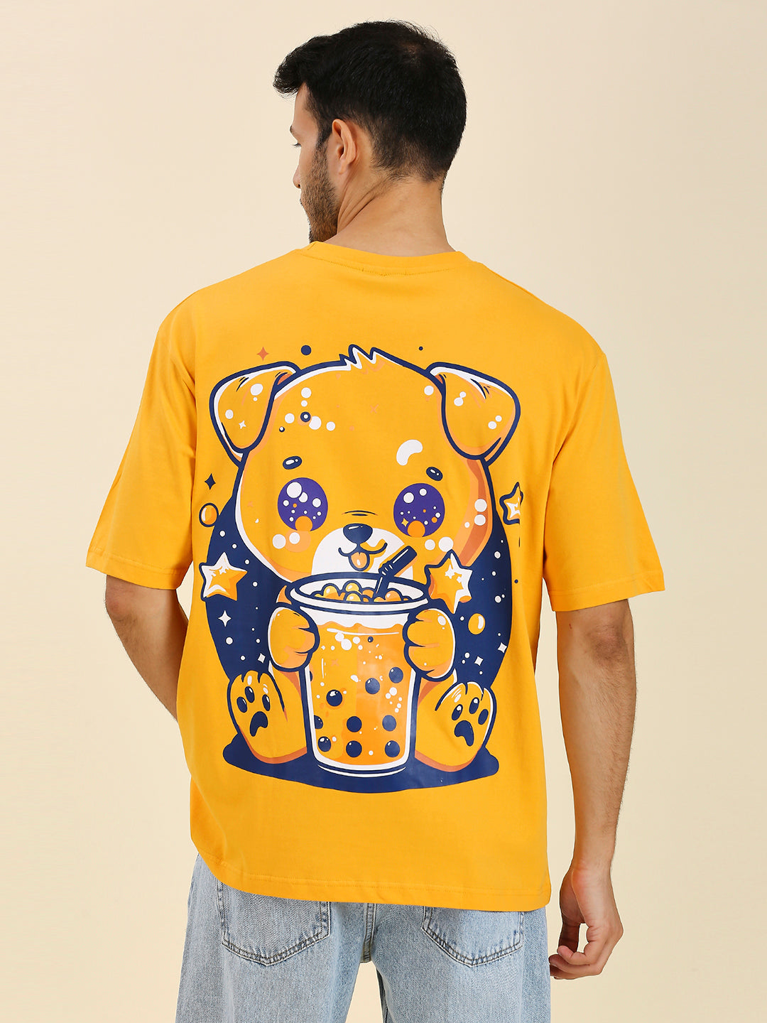 Mizuchi x Nerd Arena ‘Boba Pup’ Oversized Premium T-Shirt – Mustard Yellow (Limited Edition)