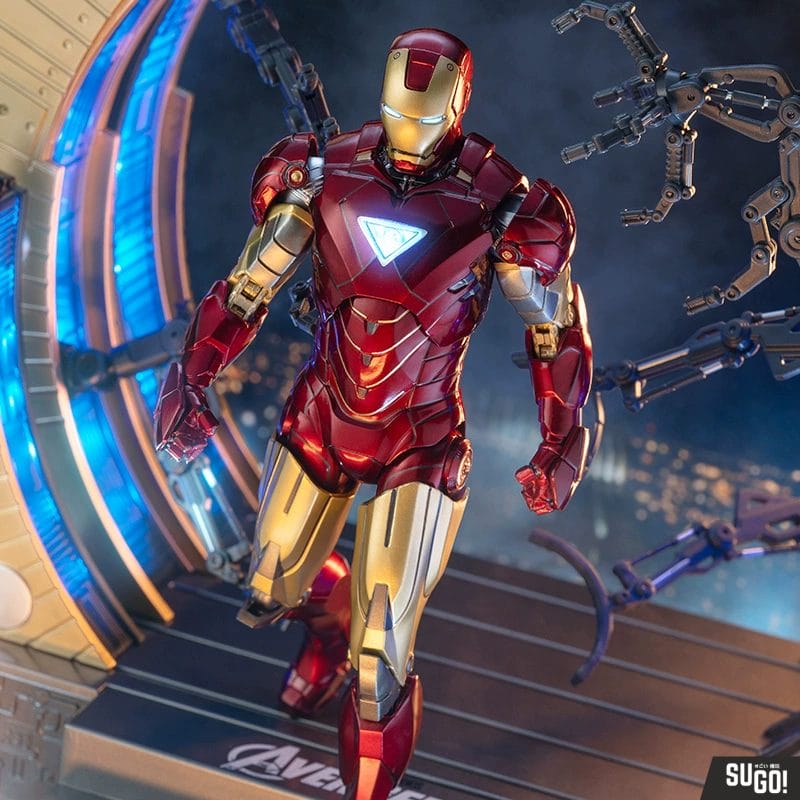 ZD Toys Avengers Iron Man Mark VI & Suit-Up Gantry 1:10 Scale Action Figure Set (Non-Light Up Function)