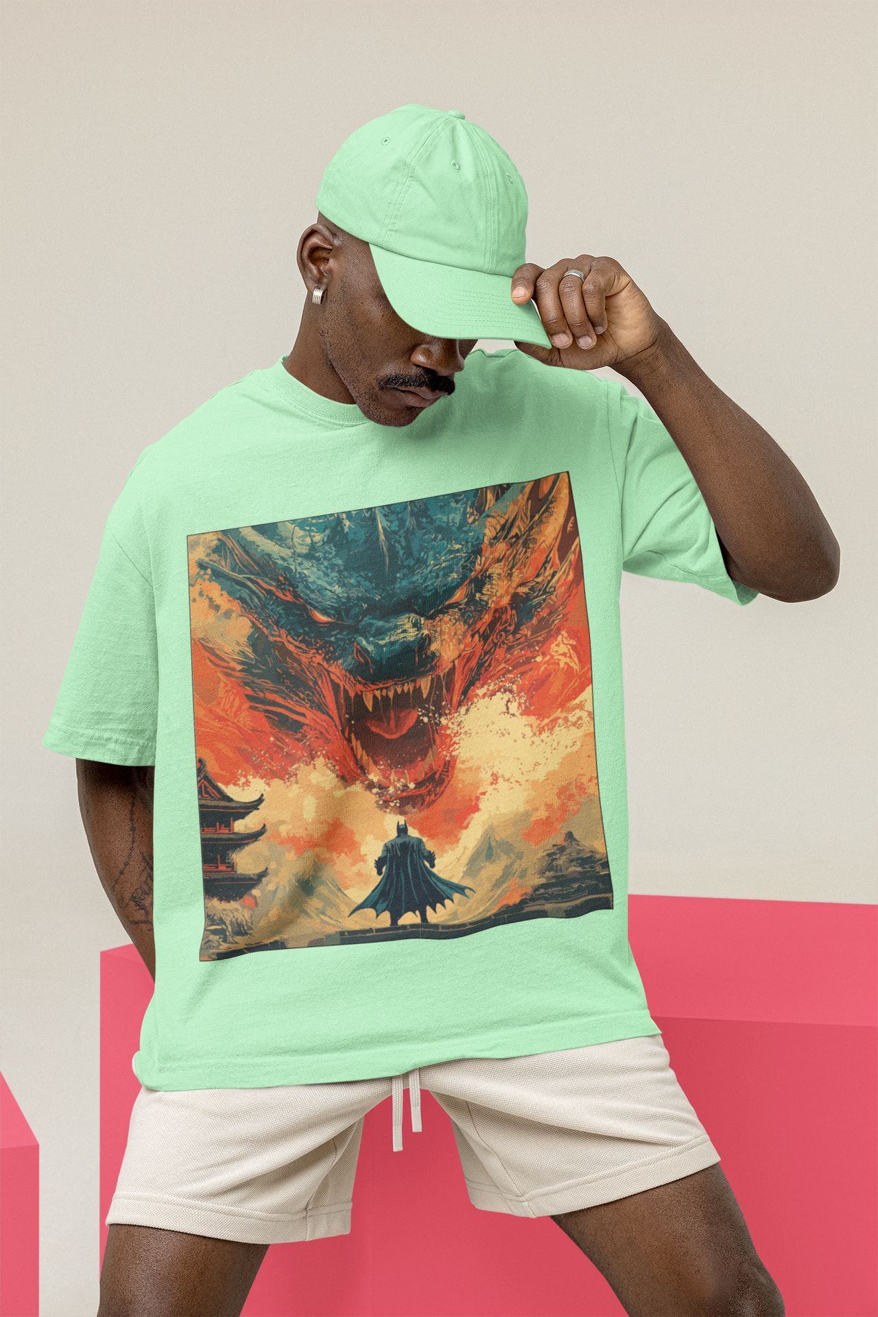 Mizuchi x Nerd Arena ‘Dragon Reign’ Oversized Premium T-Shirt – Mint Green (Limited Edition)