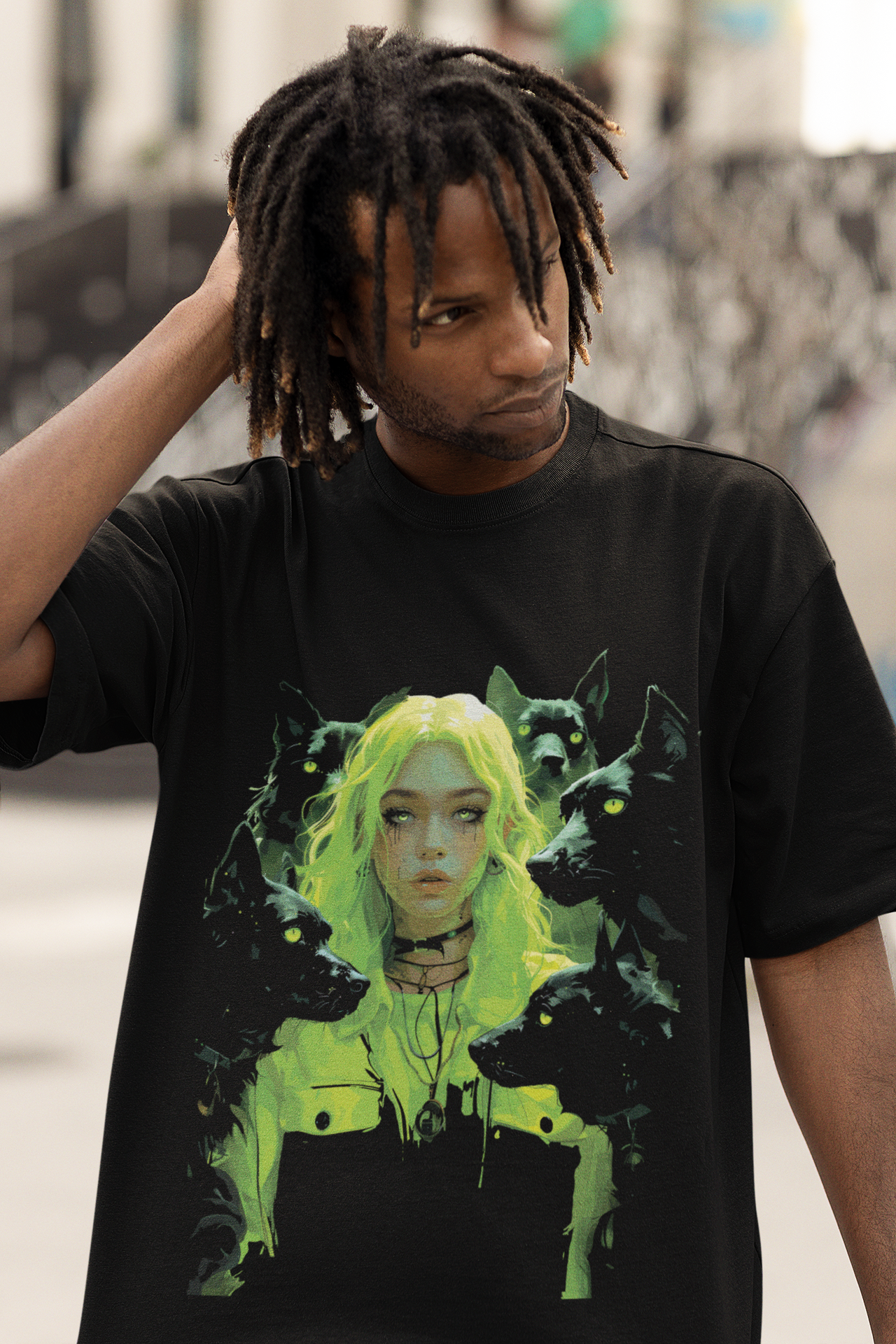 Mizuchi x Nerd Arena ‘Neon Goth’ Oversized Premium T-Shirt – Black (Limited Edition)