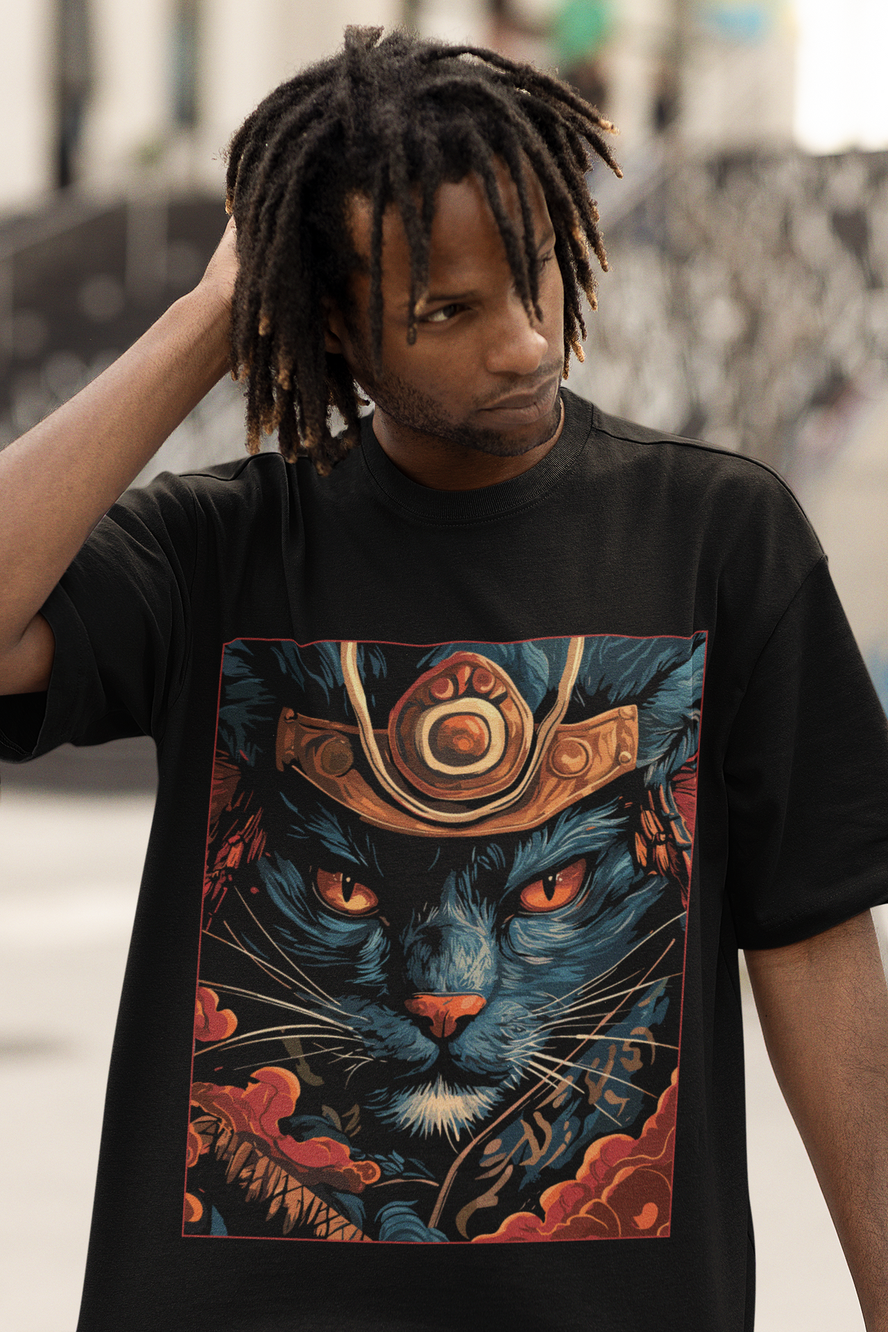 Mizuchi x Nerd Arena ‘Emperor’s Gaze’ Oversized Premium T-Shirt – Jet Black (Limited Edition)