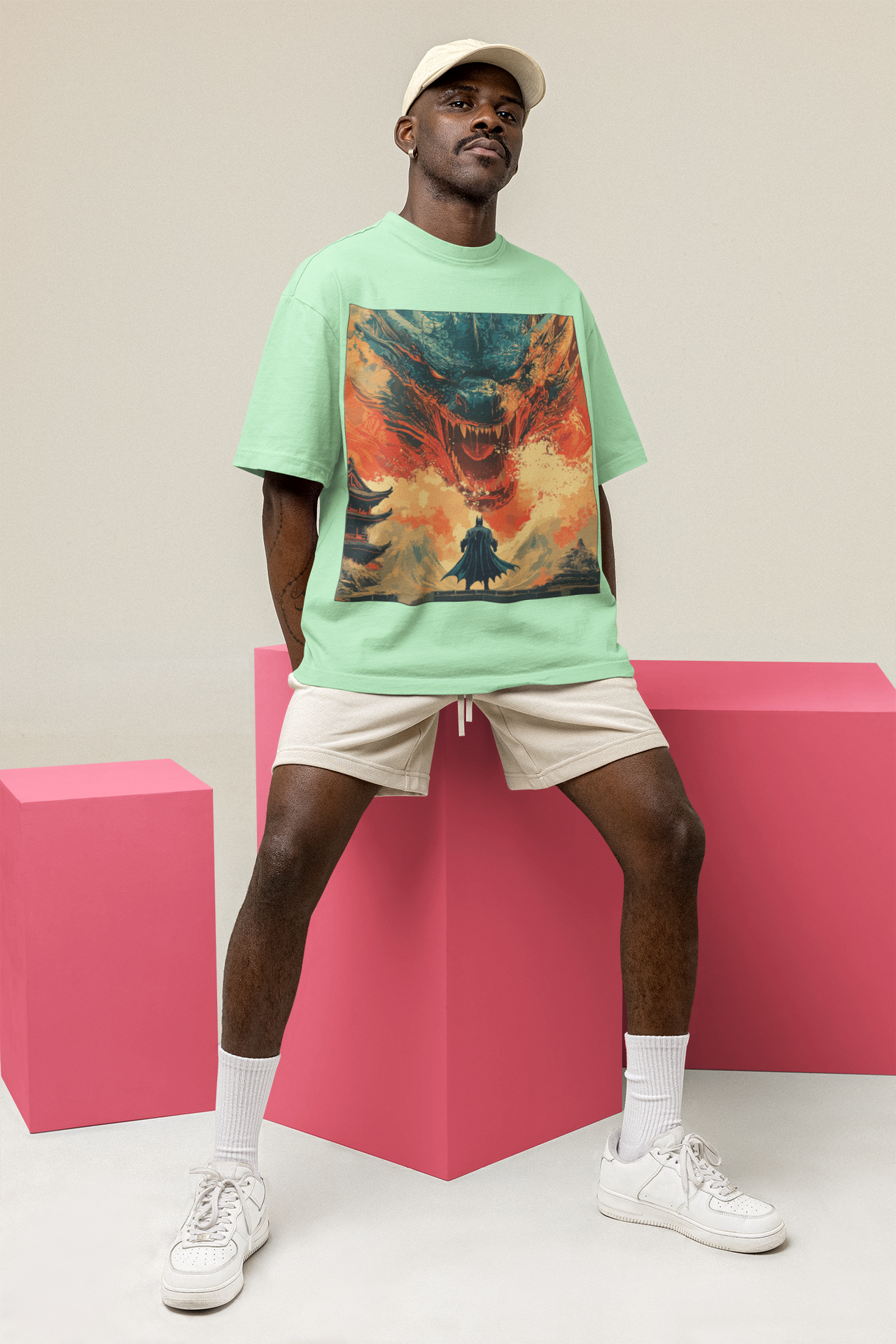 Mizuchi x Nerd Arena ‘Dragon Reign’ Oversized Premium T-Shirt – Mint Green (Limited Edition)