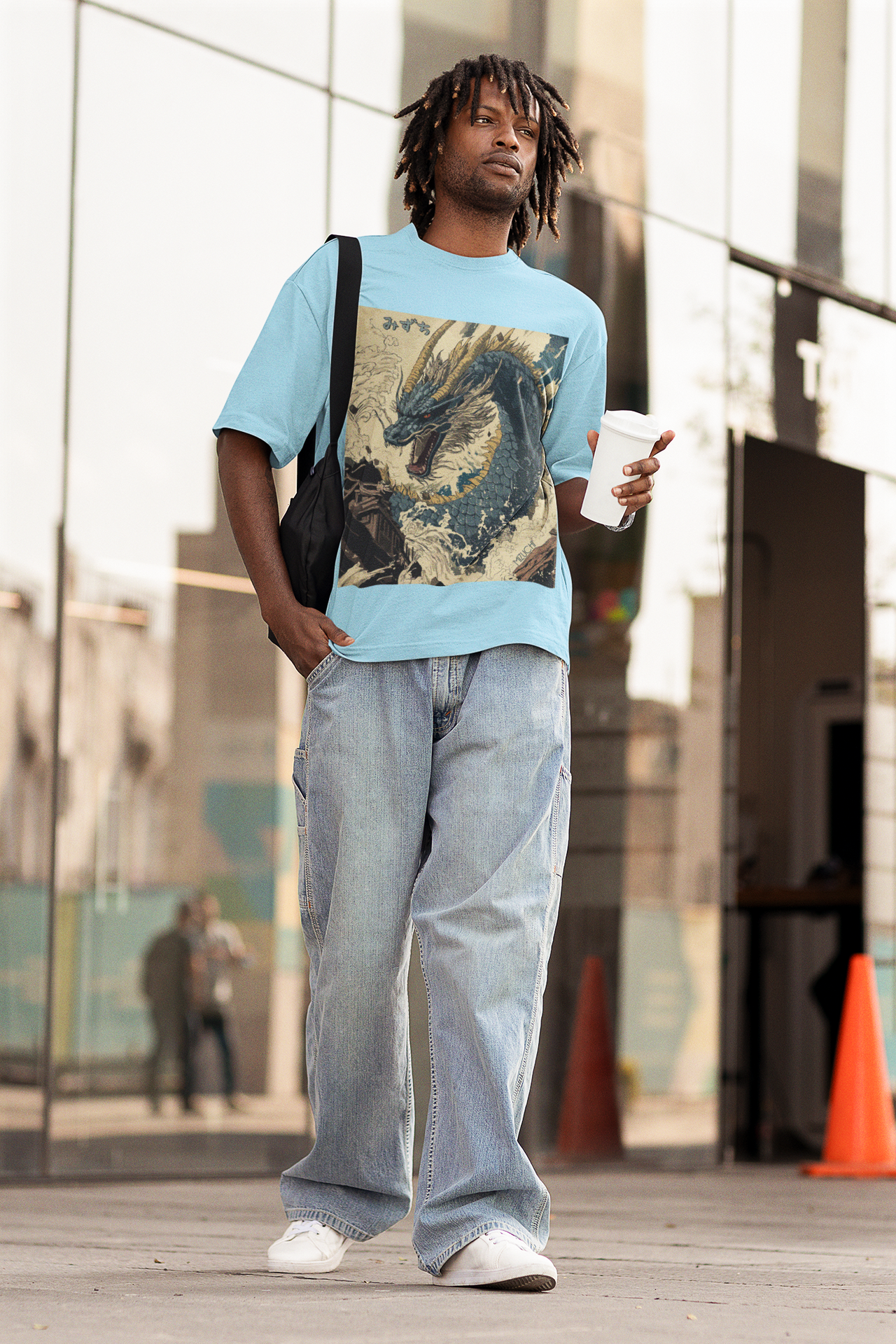 Mizuchi x Nerd Arena ‘Ryujin Uprising’ Oversized Premium T-Shirt – Ice Blue (Limited Edition)