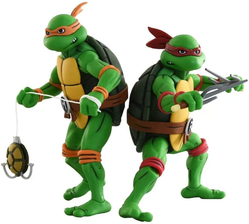 Neca Teenage Mutant Ninja Turtles Raphael and Michelangelo: Classic Cartoon Action Figure 2 Pack (Target Exclusive)