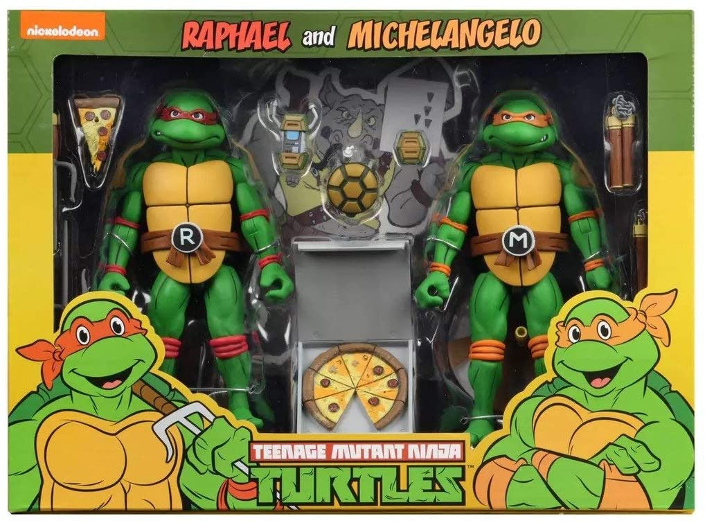 Neca Teenage Mutant Ninja Turtles Raphael and Michelangelo: Classic Cartoon Action Figure 2 Pack (Target Exclusive)
