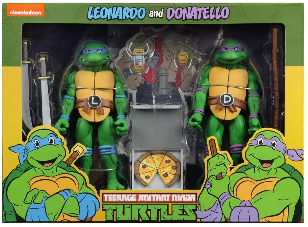 Neca Teenage Mutant Ninja Turtles Leonardo and Donatello (Classic Cartoon Season 2) Action Figure 2 Pack