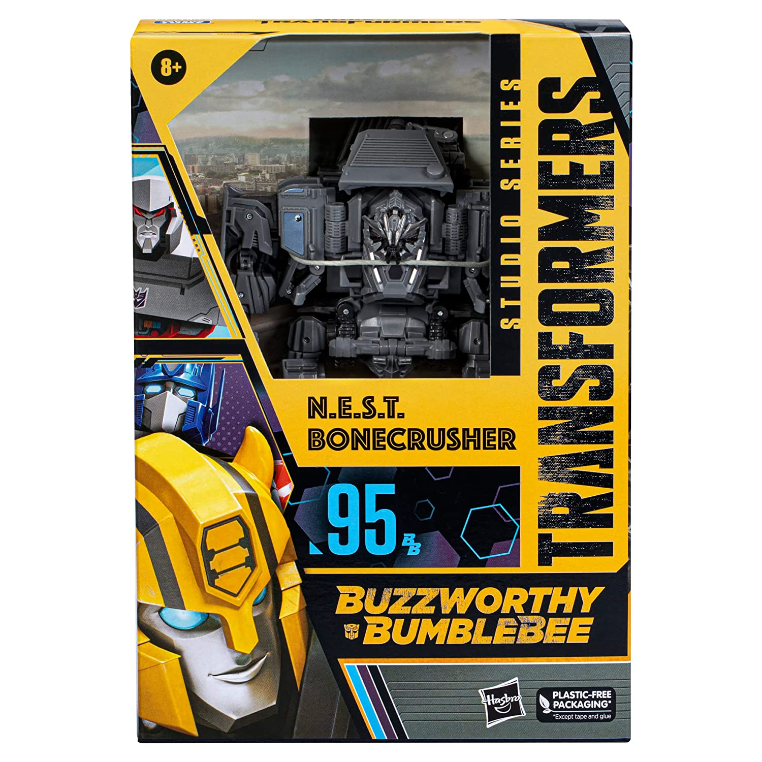 Hasbro Studio Series No. 95 Voyager Class - Buzzworthy Bumblebee N.E.S.T. Bonecrusher action figure