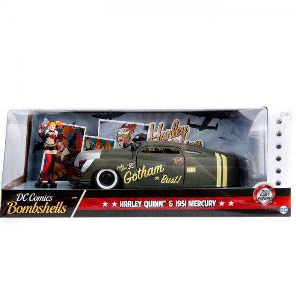Jada 1:24 Scale DC Bombshell 1951 Mercury w/ Harley Quinn Figure - Nerd Arena