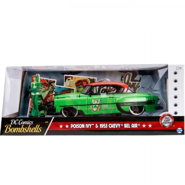 Jada 1:24 Scale DC Bombshell 1953 Chevy Bel Air Hard Top w/ Poison Ivy Figure - Nerd Arena