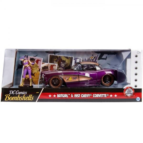 Jada 1:24 Scale DC Bombshell 1957 Chevy Corvette w/ Batgirl Figure - Nerd Arena