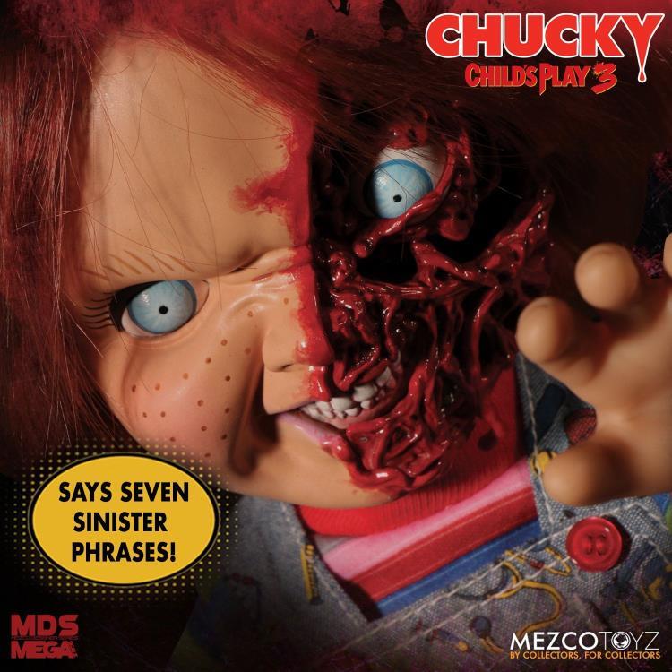 Mezco Designer Series - Child's Play 3 Talking Pizza Face Chucky - Nerd Arena
