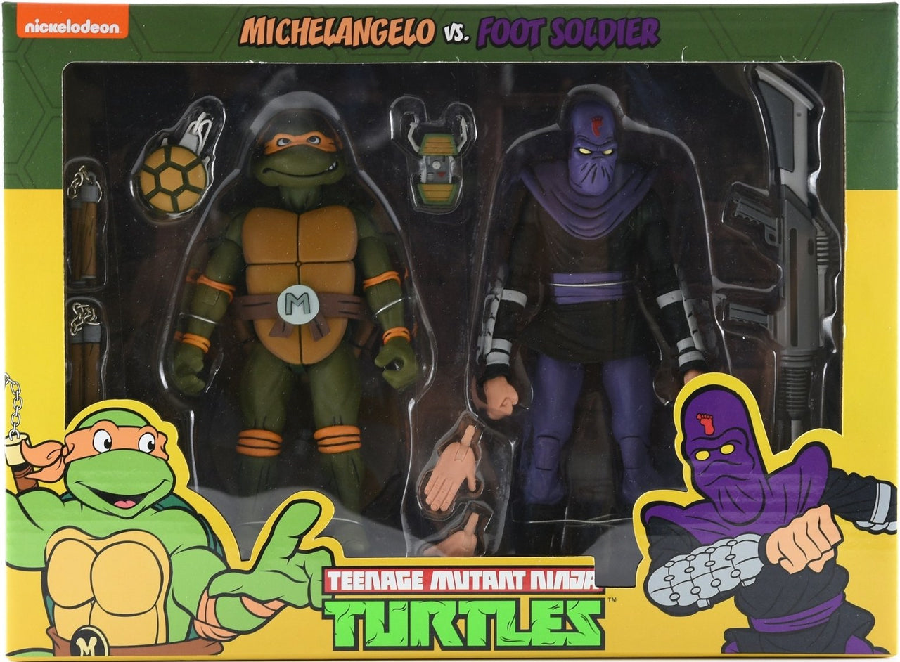 NECA Teenage Mutant Hero Ninja Turtles Michelangelo vs Foot Soldier 2 Pack