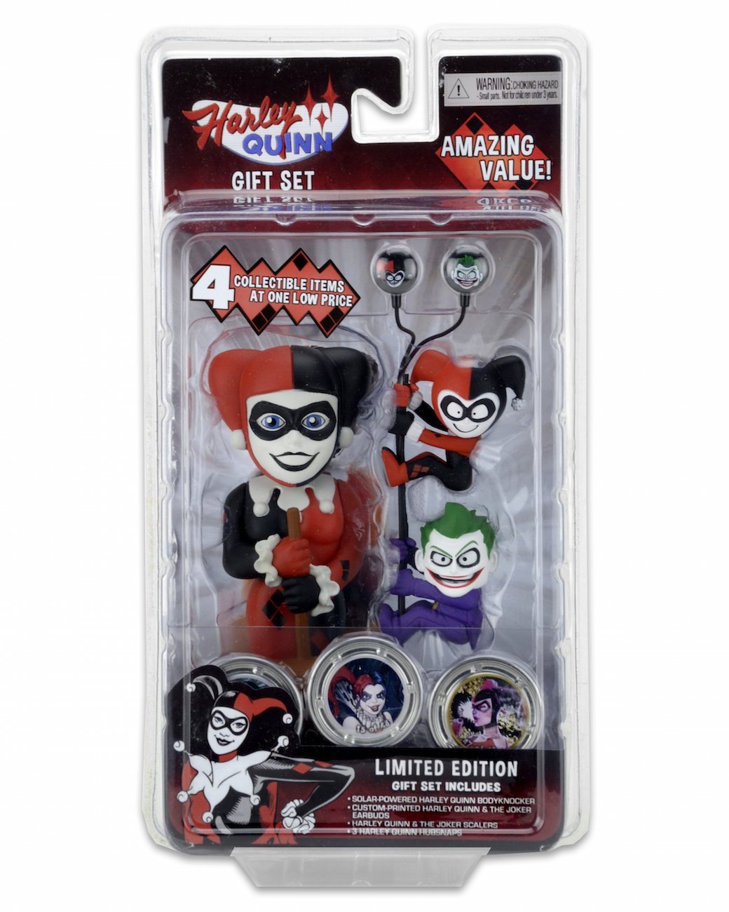 Neca Dc Comics Harley Quinn Limited Edition Gift Set (Body Knocker/Scalers/Earbuds & Hubsnaps) - Nerd Arena