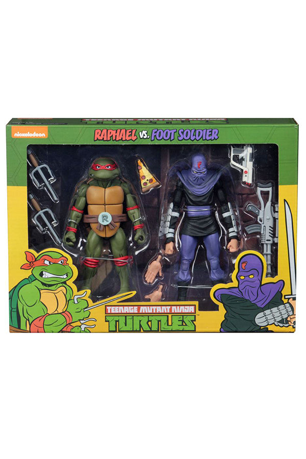 NECA Teenage Mutant Hero Ninja Turtles Raphael VS Foot Soldier 2 Pack